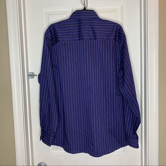 Kenneth Cole Reaction Blue Striped Button Down Shirt - Picture 5 of 9